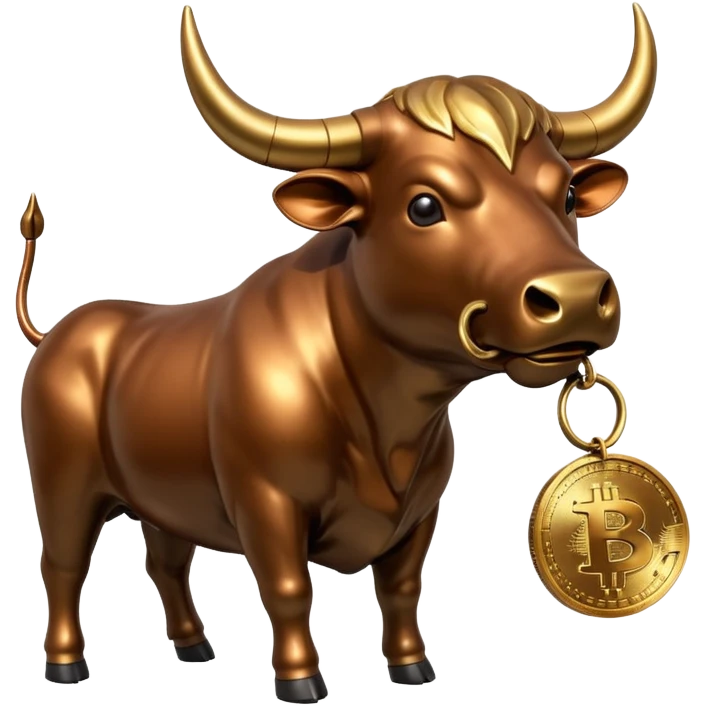 bull holding a bitcoin coin emoji
