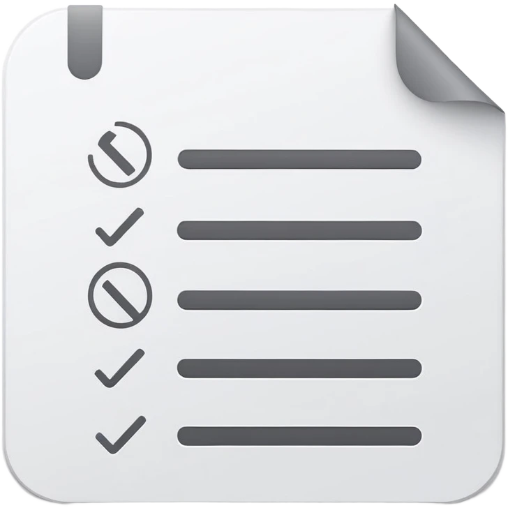 white document with rounded corners, gray plus sign in top left, three gray lines below as text, minimalist flat design emoji