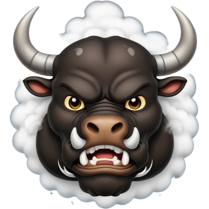 Emoji of an angry black powerful bull with steam coming out of its nose emoji
