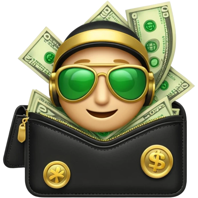 Aviator money emoji, wallet full of cash, casino vibe, premium 3D emoji style, clean, no background
 emoji