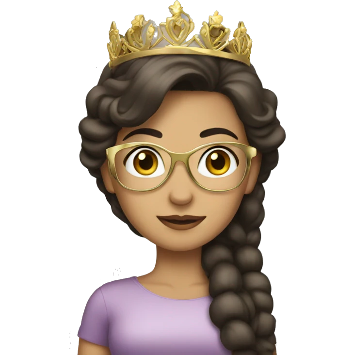 Brunette princess wearing tiara and gold glasses emoji