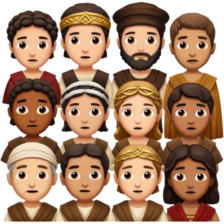 WIl je groep mensen, paar mensen in joods leven in roman tijd. 
Ze kijken niet blij emoji