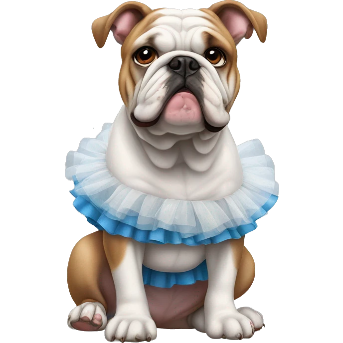 A bulldog in a tutu ￼￼ emoji