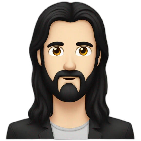 Young Krist Novoselic with long black hair and a black beard emoji