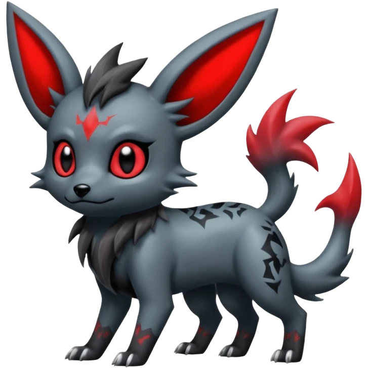  Shiny edgy dark gloomy red gothic cool badass emo-Poochyena-Umbreon-Salandit-Jolteon-fusion emoji