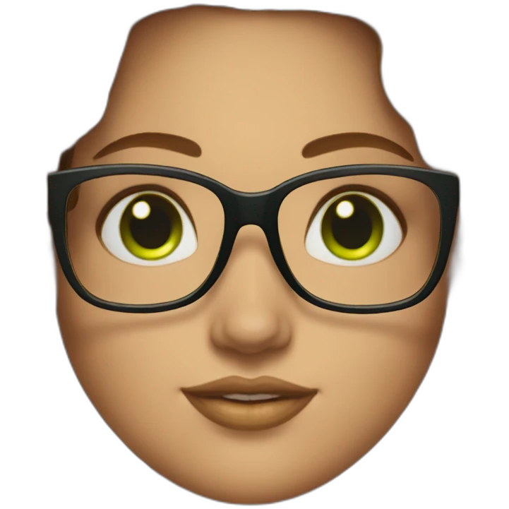 curvy-woman-with-wavy-brown-hair-square-glasses-green-eyes emoji