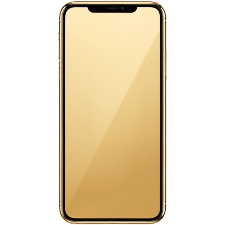 Gold border iPhone 16 Pro Max screen with no notch frontview emoji