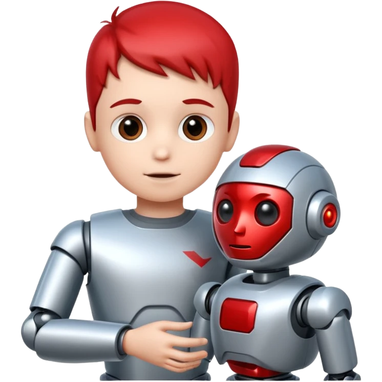 the kid play with him robot emoji