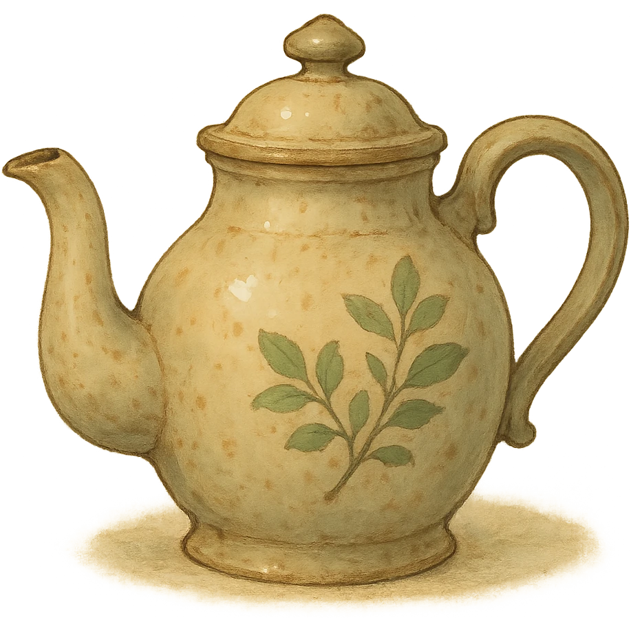 vintage teapot, natural colors, soft, fairy-like atmosphere, no background, square size emoji
