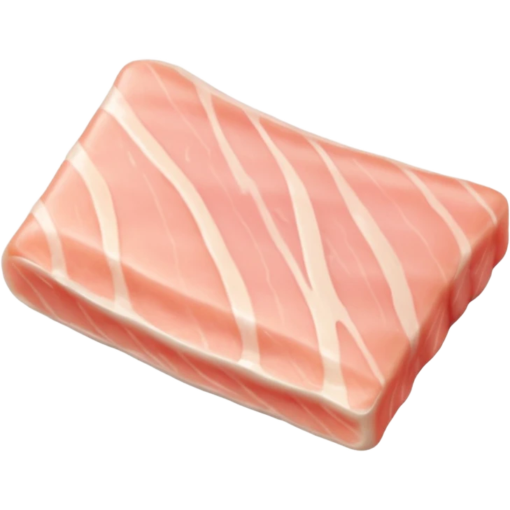 realistic cod fillet, thick, boneless, slightly curved, pale ivory, pinkish translucent tones, smooth flaky texture, gentle muscle grain, soft contours, no skin, no plate, no garnish, no faces, clean 3D, soft lighting, transparent background, emoji scale emoji