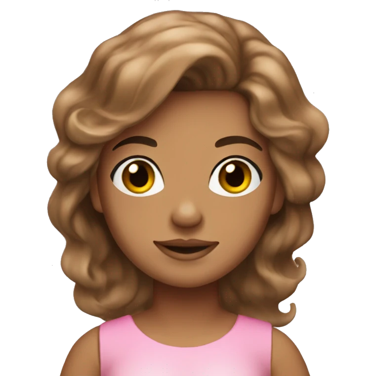 mermaid brown hair tan skin, pink tai, pink top emoji