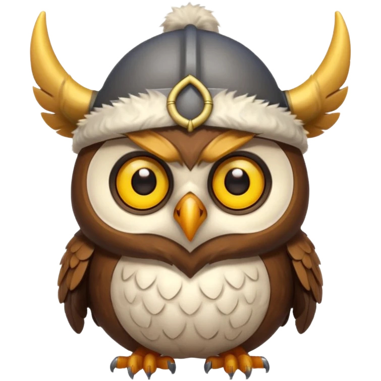a cartoon Viking owl with horned cap emoji