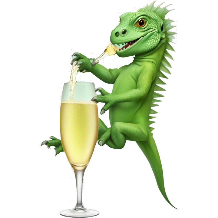 Iguana drinking champagne  emoji