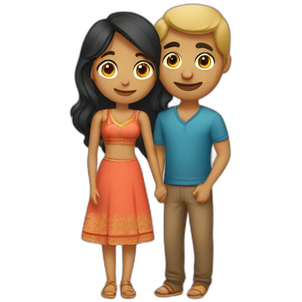 short Indian girlfriend kissing her caucasian boyfriend emoji