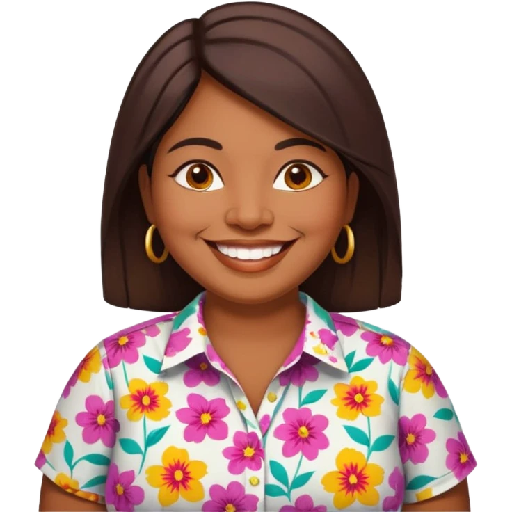 40 yr old chubby sri lankan woman, dark skin, straight brown hair, big smile, white teeth emoji