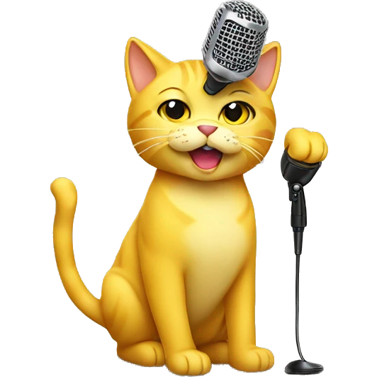 yellow cat with mic emoji