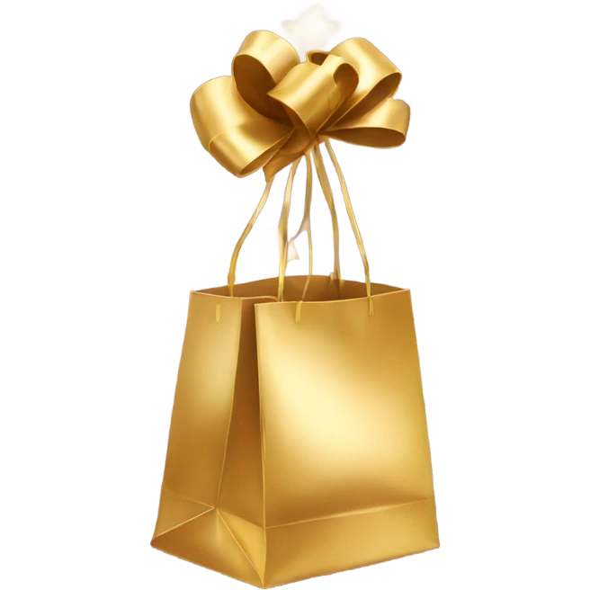Gift bag tied with gold bow  emoji