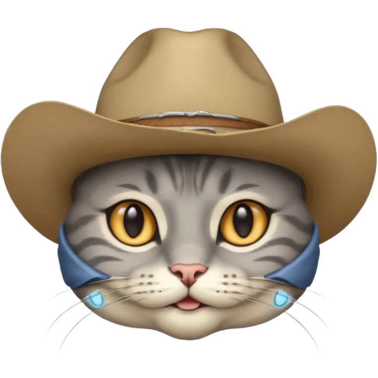 Gray male cat wearing a cowboy hat emoji