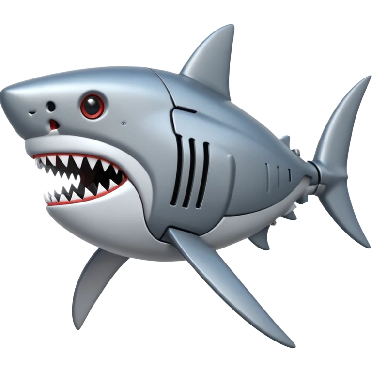 robot shark head with iron skin parts emoji