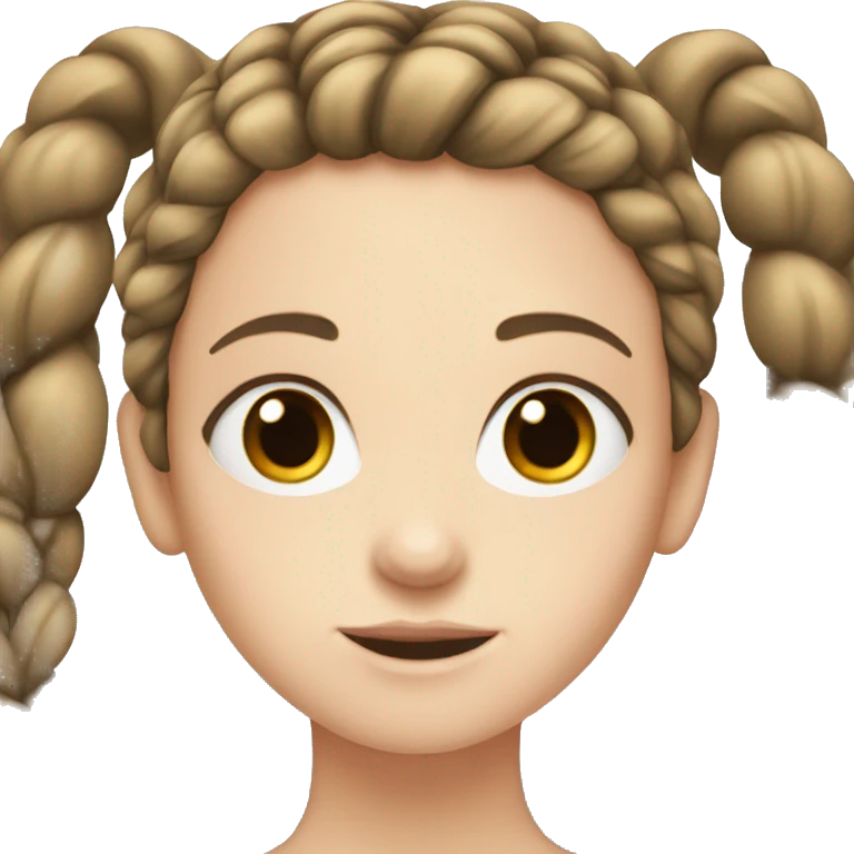 white girl with hazel eyes and dark hair in a braid emoji