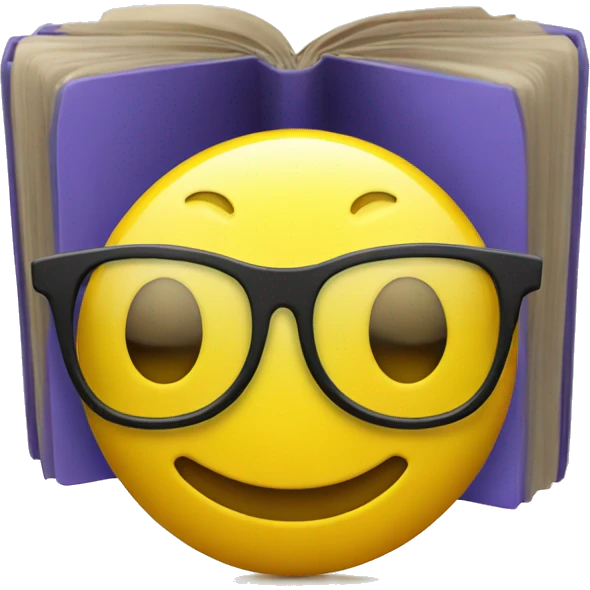 yellow smiley face with glasses with book emoji