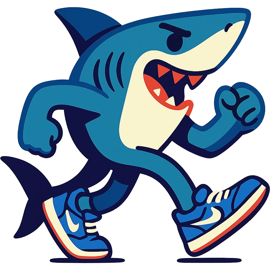shark with blue Nikes, dynamic emoji