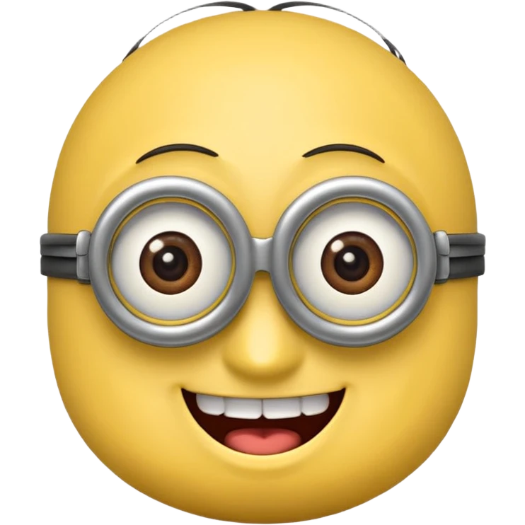 Minion emoji with a round head like normal emojis and a smurk 😏 emoji