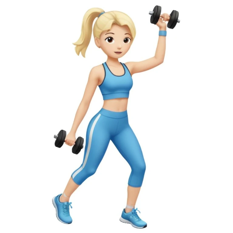 cute blondie doing workout emoji