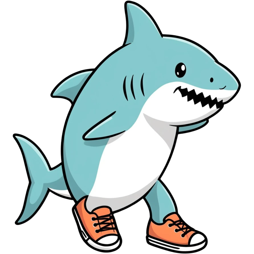 A shark with human legs and his shoes air Jordan emoji