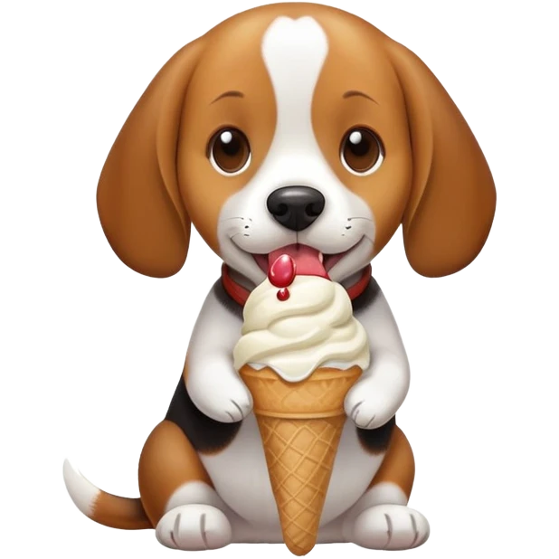 A beagle eating ice cream emoji