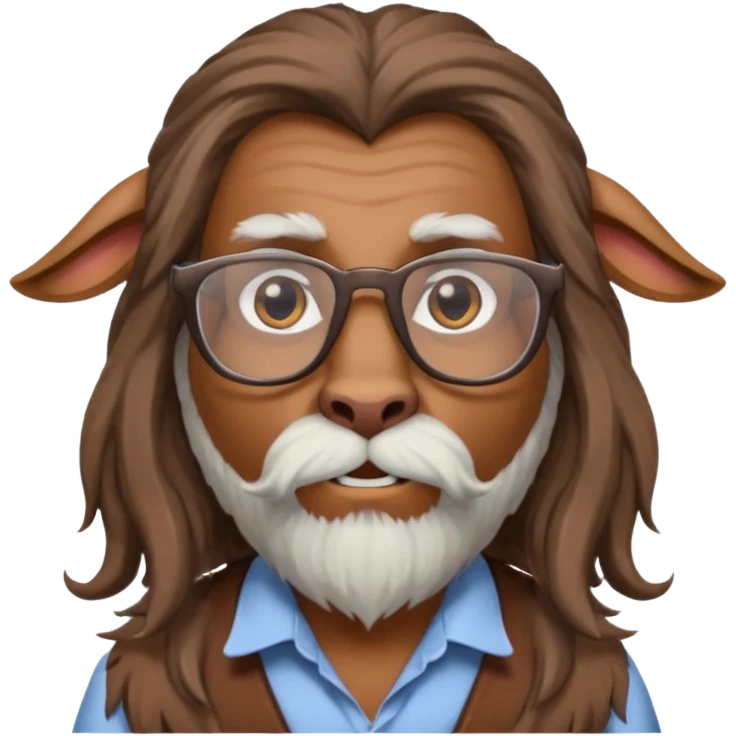 long hair goat with glasses and shirt  emoji