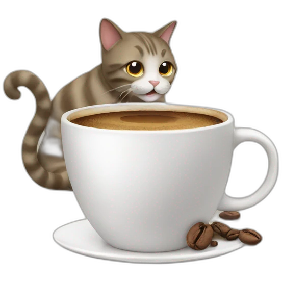 cat with coffee emoji