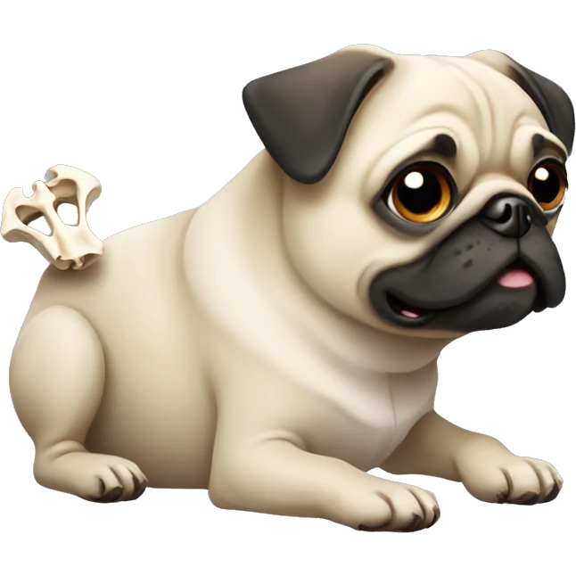 Pug with bone emoji