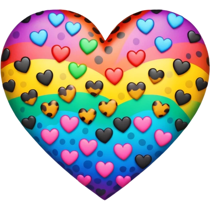 Colorful rainbow leopard-patterned heart emoji