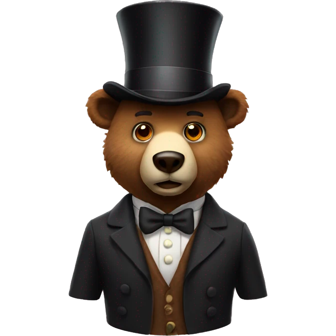 Bear with top hat animatronic emoji