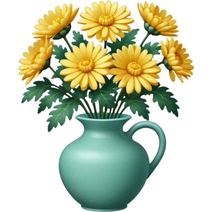 chrysanthemums in a hand shaped vase emoji