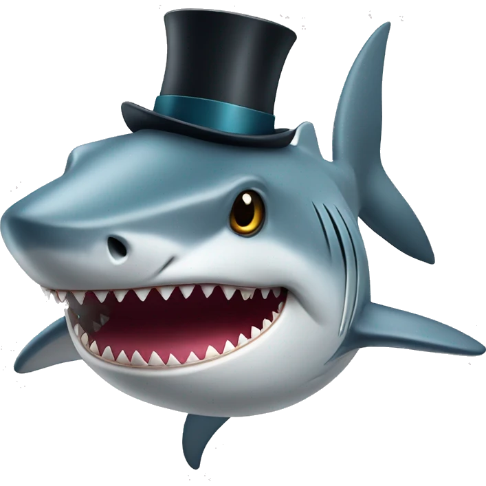 Shark with a top hat emoji