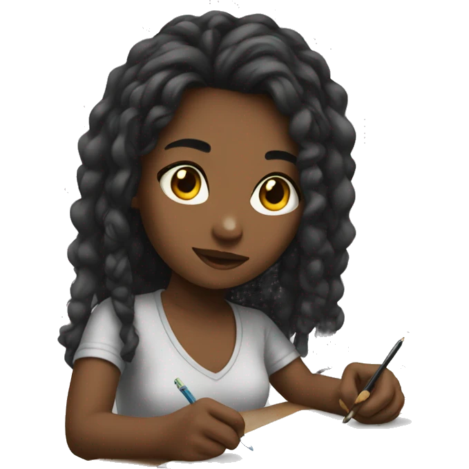 girl draws emoji