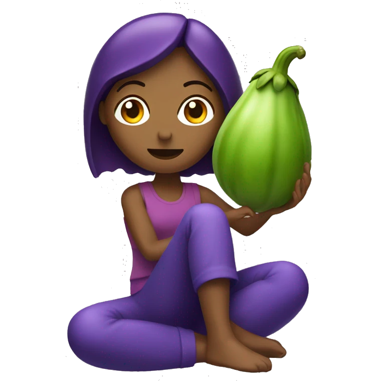 Woman sitting on eggplant emoji