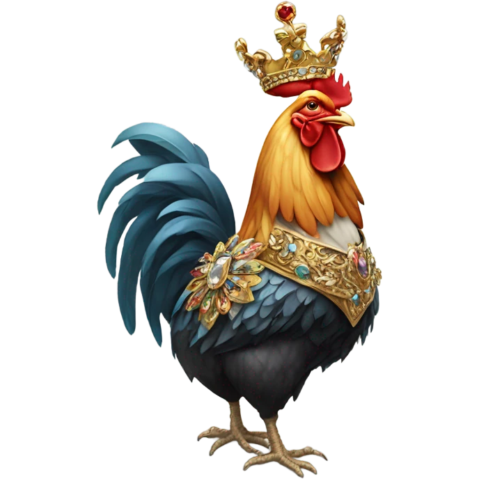 rooster with king's crown emoji