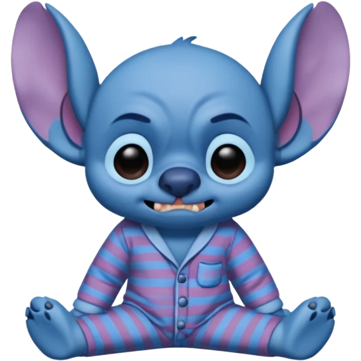 crie um memoji do personagem stitch onde ele esteja de pijama com carinha de sono assim como na imagem, porém sendo um memoji emoji