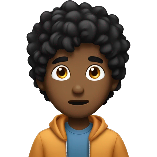 Anxious black hair boyx emoji