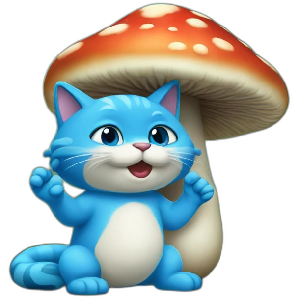 blue-cat-mushroom-smurf-suite emoji
