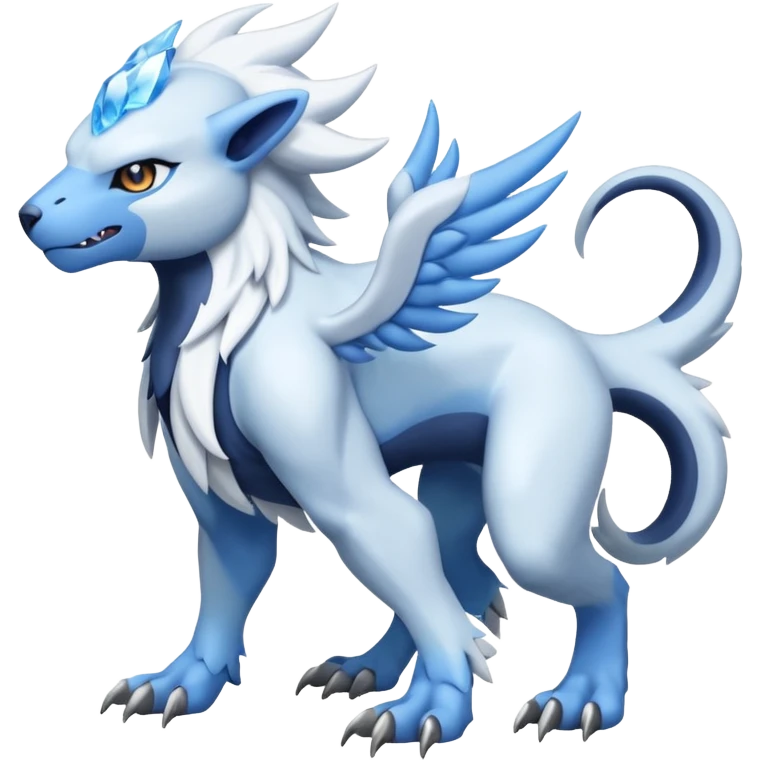 Garurumon-Amaura-Absol-fusion-creature (full body emoji