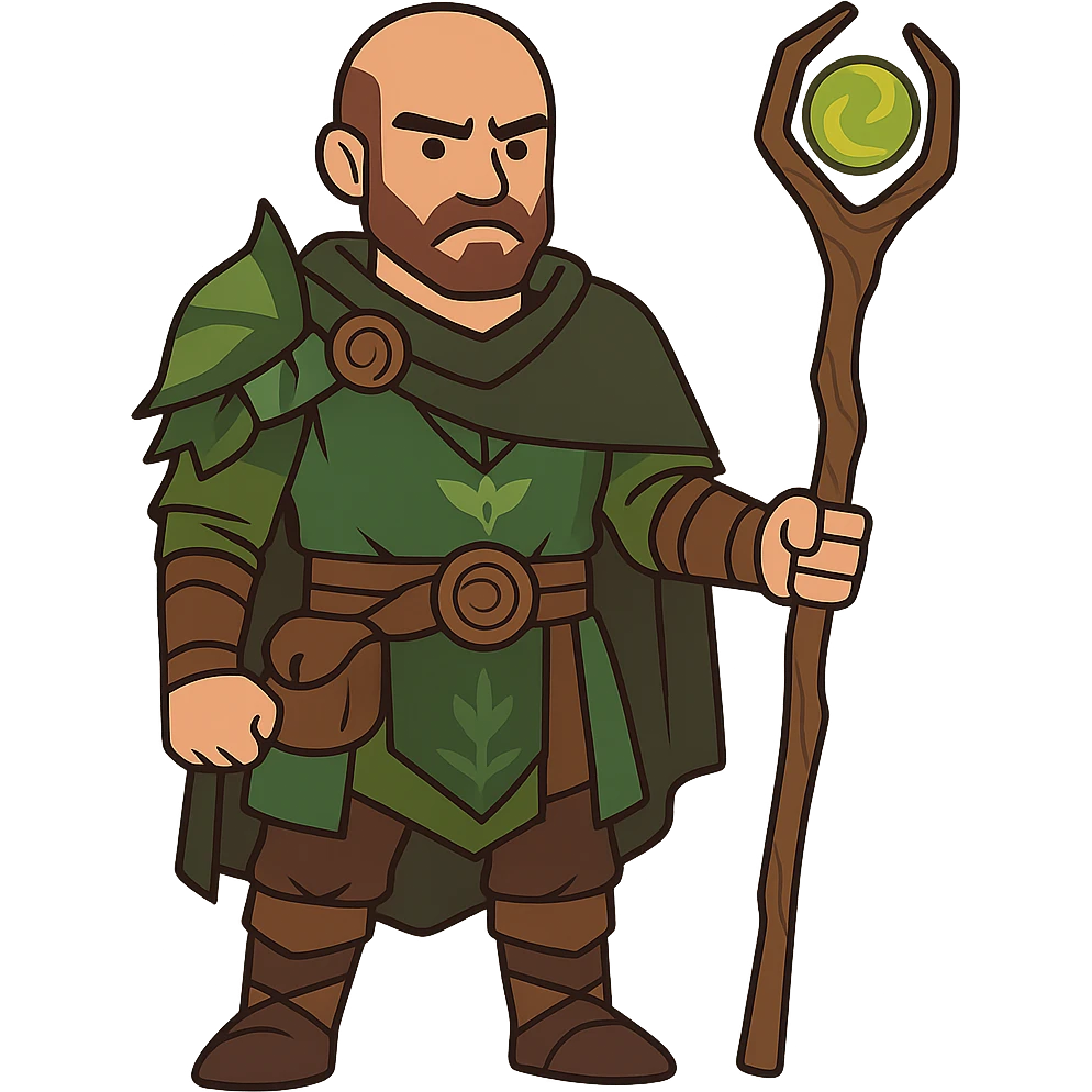 flat toon style Baldur's Gate 3 druid character emoji