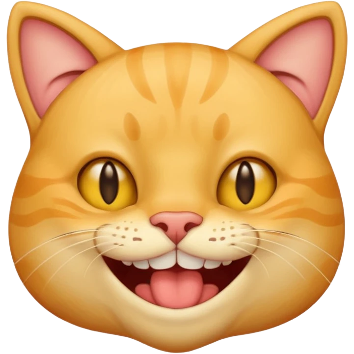 awkward smiling yellow cat human teeth  emoji
