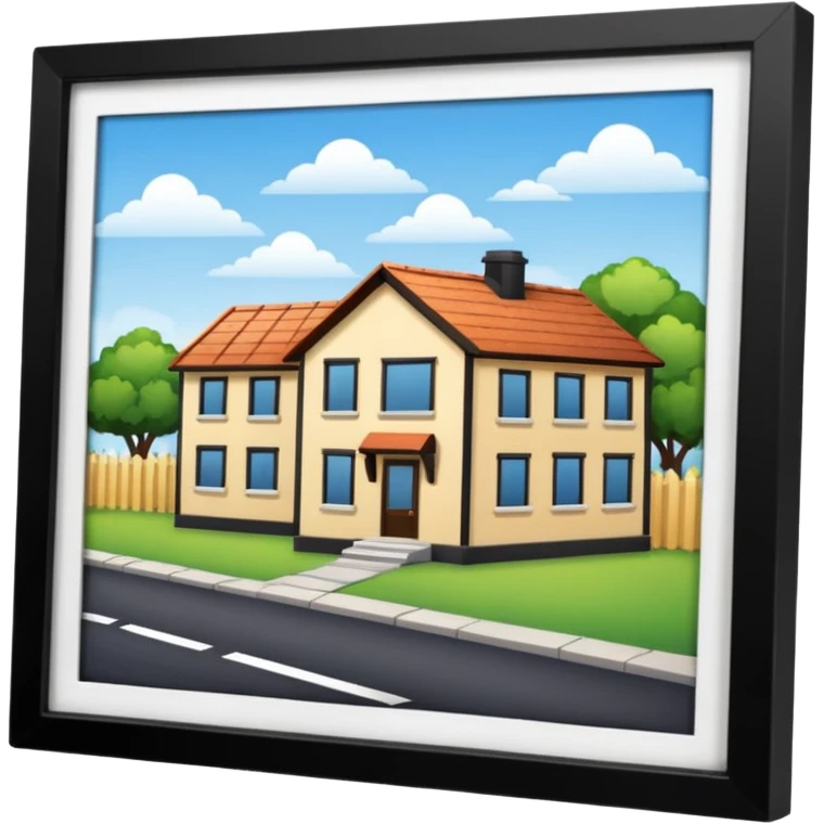 real estate site. A pc with houses that is for sold or rent emoji