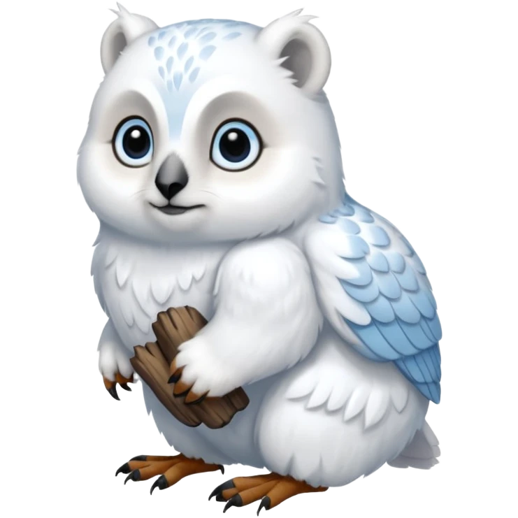 White Snowy Arctic Collared Lemming-Polar-Bear-Mountain-Goat-Snowshoe-Hare-Snowy-Owl-hybrid, full body emoji