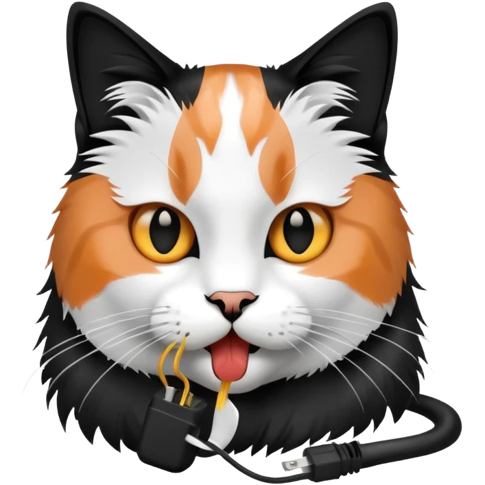 Cat eating electrical cord emoji
