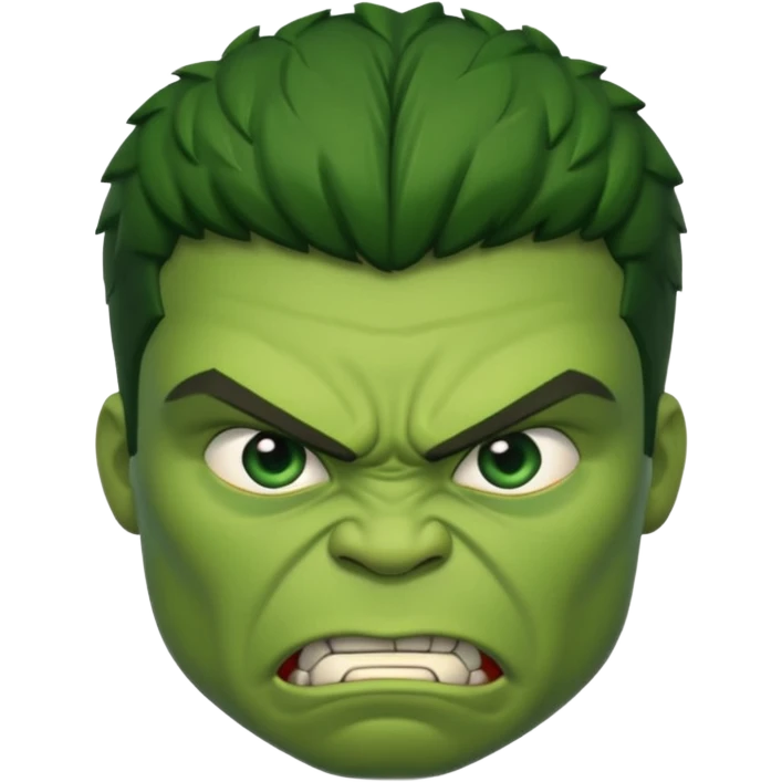 young Hulk  angry  character face only front face different emoji